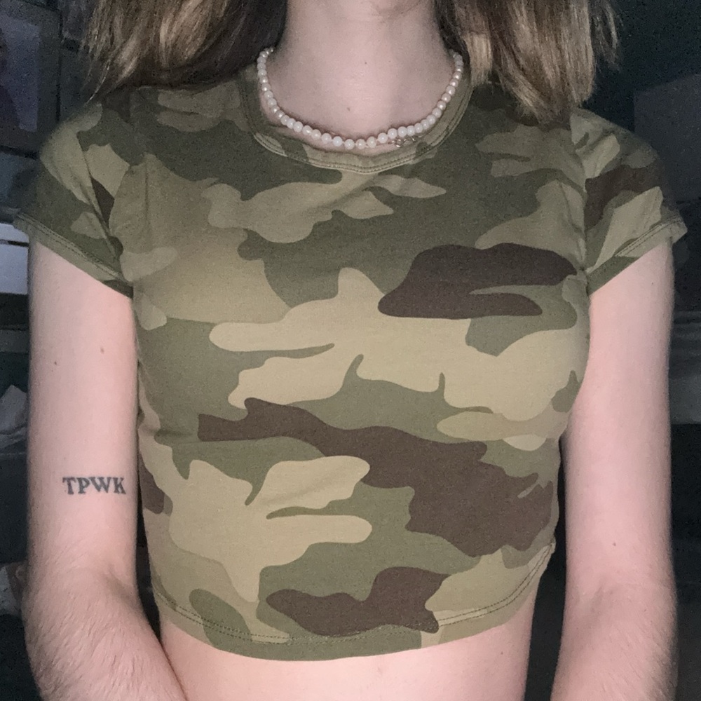 Garage Green Camouflage Crop Top
